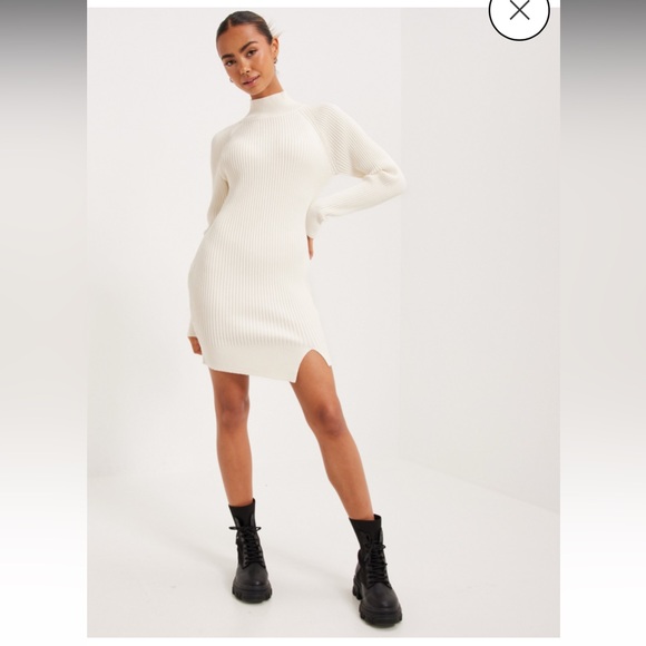 Bardot Mini Rib Knit sweater Dress ivory white small - Picture 3 of 12